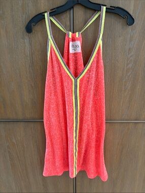 Pitusa Coral Camisole cover-up sun dress with Neon Trim